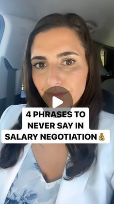 a woman in a car with the caption 4 phrases to never say in solitary negotiation