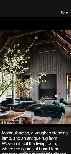 a living room filled with furniture and a fire place