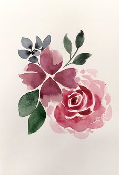 watercolor painting of flowers on white paper