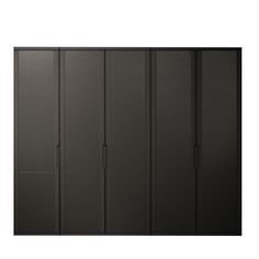 a black room divider with four doors