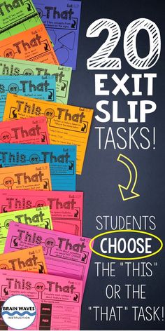 20 exit slips that students choose to use for the task in their writing practice workbook