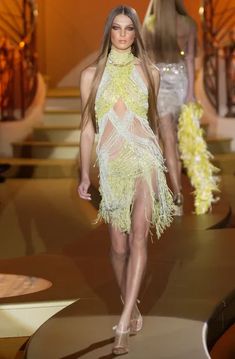 2004 Style, Paris Vogue, Daria Werbowy, Gold Dresses, Versace Spring, Virtual Wardrobe, Versace Couture, Atelier Versace, Donatella Versace