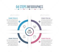 four steps infographics with circles and arrows