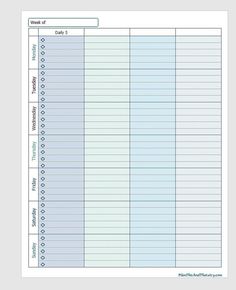 the printable daily planner is shown in blue and white, with lines on each side