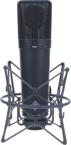 a large black microphone on top of a stand