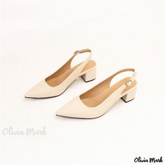 Olivia Mark - Chic Pointed-toe Buckle Sandals with Chunky Heels for Stylish and Elegant Evening Wear Elegant Evening Wear, Chunky Heel Pumps, Shoe Sole, Outdoor Slippers, Point Shoes, Buckle Sandals, Work Shoes, Strap Heels, Olivia Mark