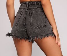 Get those effortlessly edgy vibes with these acid wash denim shorts! They feature a high-rise waist. a traditional five-pocket and belt loop design. a front button-down closure. distressed detailing. and a destructed cutoff hem. Style these shorts with a basic bodysuit and sneakers.Fit & Features High-rise waist Traditional five-pocket and belt loop design Front button-down closure Distressed detailing Destructed cutoff hem Acid wash denim fabric. no stretch Runs true to size Edgy Vibes, Denim Shorts Style, Basic Bodysuit, Loop Design, Acid Wash Denim, Strapless Maxi Dress, Pink Maxi Dress, Red Mini Dress, Long Sleeve Mini