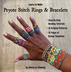 Brick Stitch Beading Patterns, Stitch Rings, Knit Stitches For Beginners, Knitting Increase, Seed Bead Bracelets Tutorials, Rings And Bracelets, Blank Templates, Diy Bracelets Tutorials, Beaded Beads