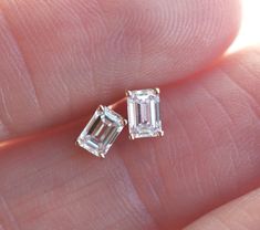 Emerald Cut Diamond Earrings, Bezel Earrings, Moissanite Engagement Ring Oval, Emerald Cut Moissanite, Gold Anniversary, Buy Earrings, Pear Engagement Ring, Emerald Cut Diamond, Solitaire Studs