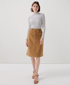 Women’s Modern Corduroy Midi Skirt made with Organic Cotton | Pact Corduroy Midi Skirt, 2024 Wishlist, 70s Style, Madewell Jeans, Circle Skirt, Personal Marketing, 70s Fashion, Fair Trade, Gingham