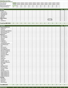 a spreadsheet showing the number and type of items used in each household budget sheet