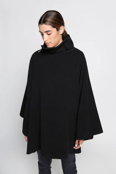 Avery Wool Cape – Marcella Oversized Cashmere Wool Coat For Winter, Elegant Oversized Wool Poncho, Chic Oversized Cashmere Cape, Oversized Chic Wool Poncho, Chic Cashmere Cape For Winter, Oversized Cashmere Cape With Long Sleeves, Long Sleeve Wool Cape For Fall, Oversized Long Sleeve Cashmere Poncho, Oversized Winter Cape For Work