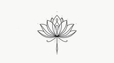 a black and white drawing of a lotus flower