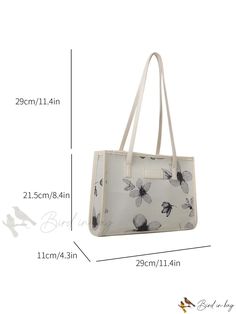 Bird in Bag - Fabric Floral Pattern Double Handle Shoulder Bag with Zipper Opening Tote for Womens Daily Use Chic Rectangular Canvas Bag With Zipper Closure, Spring Shoulder Bag With Zipper Pouch For Daily Use, Spring Shoulder Bag For Daily Use With Zipper, Spring Satchel With Zipper For Daily Use, Spring Satchel With Zipper Closure For Daily Use, Daily Use Zipper Pouch Bag, Bag Fabric, Bag With Zipper, Fabric Floral