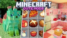 an image of a kitchen in minecraft with the words cute mods on it