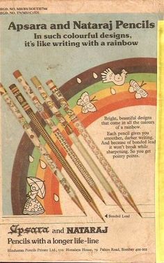 an advertisement for pencils with cartoon characters on them