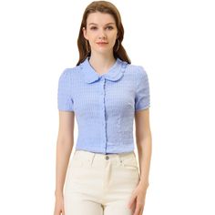 With a collared neckline, this fitted blouse feels perfectly retro when styled with high-waisted jeans or a mini skirt. These are great for business wear but also for a soft feminine style and look. The solid pattern of this shirt looks soft and comfortable to wear. Easy to stand out from the crowds! Add a touch of elegant, feminine style to your wardrobe with this beautiful soft blouse. Elegant Feminine Style, Soft Feminine Style, Fitted Blouse, Elegant Feminine, Soft Feminine, Business Wear, Floral Print Shirt, Polka Dot Blouse, Hem Style