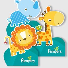 two children's stickers with animals and giraffes on the back