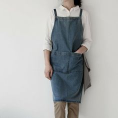 The 100% cotton denim apron adopts the special process of washing and nostalgic, which makes the apron extraordinary in texture. Product information: Material: denim Color: blue, light blue Product size: H 33 in / 83cm x W 30 in / 76cm Shoulder strap: Adjustable Packing method: OPP single pack Weight: 0.3kg approx SKU: 952-A083 TY Note: Please allow 2-4cm discrepancy due to different measurement method. Due to different shooting and display equipment. The color may be slightly different. Thank y Medium Wash Cotton Denim Dress With Pockets, Blue Washed Cotton Denim Dress, Casual Cotton Apron With Pockets, Jean Apron, Texture Product, Cafe Barista, Denim Pinafore, Craft Apron, Denim Apron