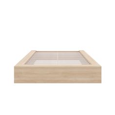 the bed frame is made from wood and has two drawers on each side, with one drawer