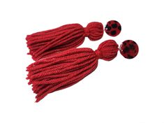 Handmade Trendy Red Tassel Earrings, Red Tassel Drop Earrings For Pierced Ears, How To Look Rich, Queen Pictures, Red Yarn, Button Earrings, Fringe Earrings, Tassel Earrings, Bracelet Stack