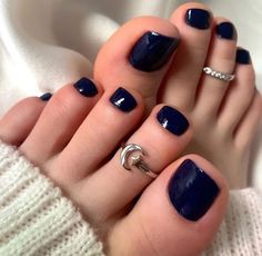 Dark Color Pedicure Ideas, Pedicure Ideas Dark Colors, Pedicure Bright Colors, Navy Pedicure Toenails, Dark Blue Toenails, Pedicure Dark Colors, Goth Pedicure Ideas, Navy Toe Nails, Navy Blue Pedicure