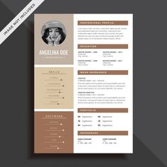 a professional resume template with brown accents