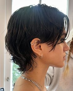 Back Brushed Hair Hairstyles, Short Hairstyles For Square Face Shape, Edgy Women’s Haircut, Short Hairstyles Pulled Back, Pixie Hairstyles Square Face, Shirt Hair Women, Super Short Shaggy Haircuts, Medieval Short Hair, Pixiecut Hairstyles Round Face