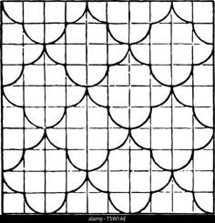 an image of a square pattern with circles on the top and bottom, vintage line drawing or engraving illustration