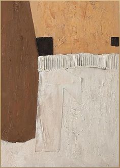 an abstract painting with brown and white colors