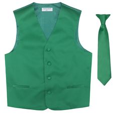 PRICES MAY VARY. Matching Vest & Neck Tie Set Boy's Solid Color Dress Vest with Necktie Same Color Made From The Same Material For a Perfect Match. The tie is a clip-on so it can be worn quickly and easily. These Vest & NeckTies are Available in size 2 through 14 (belted adjustable back for a perfect fit). Great to wear with a suit or tuxedo Brand New VESUVIO NAPOLI Brand Dress Vest and matching NeckTie Set. Boy's Solid EMERALD GREEN Color Dress Vest with Neck Tie Same Color Made From The Same M Mens Dress Vests, Vesuvio Napoli, Vest And Bow Tie, Dress Vest, Necktie Set, Emerald Green Color, Boys School Uniform, Brand Dress, Vest And Tie