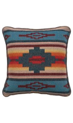 Crystal Creek Southwestern pillow Southwestern Pillows, Southwestern Colors, Creamy Background, Southwestern Pillow, Wood River, Cowboy Decorations, Wool Throw Pillows, Wool Throw, Southwest Style