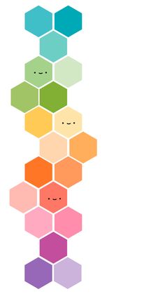 an image of colorful hexagons with faces on them