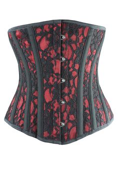 Lusso - Waist Training Corset - Red Satin with Tulip Lace Corset Training, Goth Corset, Waist Cincher Corset, Mesh Corset, Gothic Corset, Steampunk Clothing, Underbust Corset