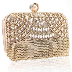 PRICES MAY VARY. Rhinestone Evening Bags is made of high quality satin and alloy, the surface is designed with a combination of sparkling crystals rhinestone and fashionable tassels, which is very luxurious and dazzling. Tassel Crystals Bags has magnetic snap button and detachable chain, enough room for daily basics like smartphones, credit cards, cash, keys, mini perfumes, makeup products.(Size:8.3*2.0*5.1inch). Bling Crystal Clutch Purses, it is a great choice for wedding, party, prom, dinner, Mini Perfumes, Prom Dinner, Rhinestone Clutch, Crystal Bags, Crystal Clutch, Gold Handbags, Evening Handbag, Sparkling Crystal, Bride Wedding