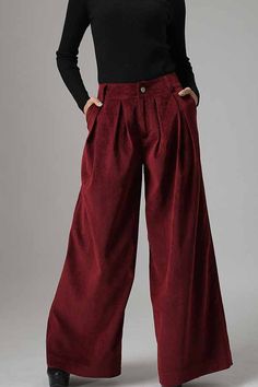 Corduroy wild leg palazzo pants 0749# – XiaoLizi Palazzo Pants Fall, Long Linen Pants, Corduroy Pants Outfit, Blue Linen Pants, Maxi Pants, Outfits 70s, Drawstring Waist Pants, Tailored Clothes, White Linen Pants