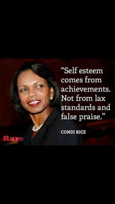 a woman with a quote on it that says, self esteem comes from achievement not from laxx standards and false praise