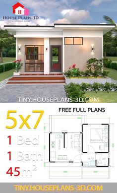 the tiny house plan is designed to be very small and has 3 bedroom, 2 bathroom