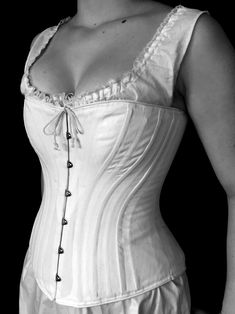 Victorian Underbust Corset With Corset Back, Victorian White Underbust Corset, 1870s Corset, Late Victorian Corset, Historical Fitted Underbust Corset, Wild West Era, Satin Corset, Billy The Kids, Period