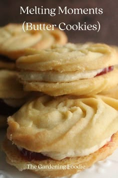 These Melting Moments Butter Cookies are delicately light, with a delicious buttery flavor and truly melt in your mouth deliciousness.

Filled with vanilla buttercream and strawberry jam, these beautiful cookies are an absolute treat. Also known as Viennese Whirls or Sandwich butter cookies, this is a super easy bake made using basic ingredients. Viennese Whirls, Melting Moments, Easy Bake, Lost 100 Pounds, Gateaux Cake, Beautiful Cookies, Vanilla Buttercream