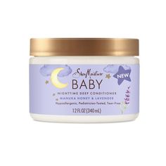 Manuka Honey & Lavender. Pediatrician-Tested. Tear Free. Hypoallergenic. Fair Trade Shea Butter. No Parabens or Phthalates. No Mineral Oil. No Petrolatum. No Cruelty - No Animal Testing. Pamper your baby's hair with this ultra-moisturizing deep conditioner. Blended with plant-based oils, Manuka Honey and a soothing lavender scent, this formula will help keep your baby's curls hydrated and soft.  . Formulated with:. No Parabens. No Phthalates. No Mineral Oil. No Petrolatum. SheaMoisture Baby Conditioner, Baby Curls, Honey Lavender, Skin And Hair Care, Hair Care Regimen, Shea Moisture, Baking Soda Shampoo, Manuka Honey, Hair Detangler