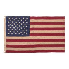 an old american flag is displayed on a white background