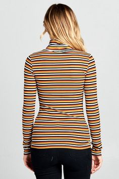 Long Sleeve Striped Turtleneck Top Style: casual, formal Print / Pattern: striped Silhouette: turtleneck sweater top Fit: regular Neck Line: turtleneck Sleeve: longsleeve Lining: no Made In: Made in U.S.AFabric Contents: 95% Rayon, 5% SpandexSize Measurement (inch): S: 15.0 (Bust), 13.5 (Waist), 15.0 (Hips), 24.0 (Length) M: 16.0 (Bust), 14.5 (Waist), 16.0 (Hips), 24.5 (Length) L: 17.0 (Bust), 15.5 (Waist), 17.0 (Hips), 25.0 (Length) M 16, Striped Turtleneck, Turtleneck Top, Turtle Neck Top, Swimsuit Cover, Print Pattern, Baby Month By Month, Outerwear Women, Turtleneck Sweater