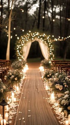 🎄💍Enchanted Christmas Weddings!💍🎄   Bring the magic of the holidays to your special day with our stunning Christmas wedding decor ideas. From twinkling lights to elegant winter wonderland themes, we provide endless inspiration to make your wedding unforgettable. Follow us for the latest trends, tips, and DIY projects to create a dreamy festive celebration. ✨🎁❄️   #ChristmasWedding #WeddingDecor #HolidayWedding #WinterWedding #DIYWedding #FestiveCelebration #WeddingInspo #HolidayMagic #DreamWedding #weddingideasonabudget Candle Light Wedding Aisle, Night Time Ceremony Wedding Ideas, Small Outdoor Wedding Ideas Budget, Outdoor Decor Engagement, Wedding Decorations Altar, Wedding Ceremony Lighting, Wedding Decor Aisle Walkways, Wedding Theme Ideas Elegant Fall, Outdoor Lighting For Wedding