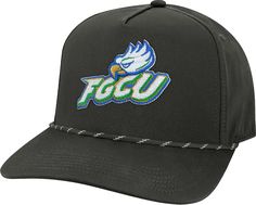 a black hat with the word focu on it and an eagle in green, white