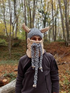 A handmade puffy warm viking balaclava for cold winters. Cozy Hand Knitted Balaclava For Outdoor, Knitted Winter Balaclava For Outdoor, Handmade Balaclava For Winter, Hand Knitted Balaclava For Winter, Handmade Winter Balaclava For Cold Weather, Handmade Balaclava For Winter Cold Weather, Handmade Balaclava For Cold Weather Winter, Handmade Winter Balaclava For Outdoor, Hand Knitted Balaclava For Winter Outdoors