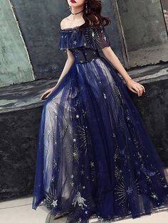 A-Line Sparkle Prom Formal Evening Dress Off Shoulder Short Sleeve Floor Length Tulle with Beading Pattern / Print 2022 2023 - US $79.99 Sleeve Embellishment, Wedding Guest Formal, Cheap Party Dresses, Cheap Evening Dresses, Party Dresses Online, Top Wedding Dresses, Dress Off Shoulder, Fantasy Dresses, Prom Style