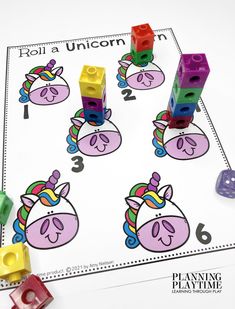 the printable unicorn number matching game is ready to be played