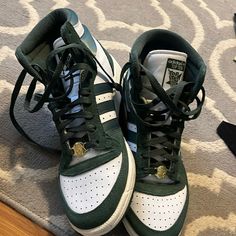 These Top Ten Shoes Are Perfect For Basketball Games Or Just Styling Your Outfit. They Are Brand New As I’ve Never Worn Them But Did Take The Tag Off. Green Adidas High-top Lace-up Sneakers, Green Lace-up High-top Sneakers With Adidas Logo, Green High-top Adidas Sneakers With Round Toe, Green High-top Sneakers With Adidas Logo And Round Toe, Adidas High-top Skate Shoes With Laces, Adidas High-top Sneakers With Laces, Adidas High-top Lace-up Sneakers, Adidas Logo High-top Lace-up Sneakers, Adidas Green High-top Sneakers