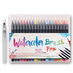 20 Colors Watercolor Effect Art Markers Set - wnkrs Watercolor Brush Pens, Font Brush, Craft Cart, Watercolor Brush Pen, Watercolor Brush, Brush Pens, Cat Air, Watercolor Effects, Pen And Watercolor